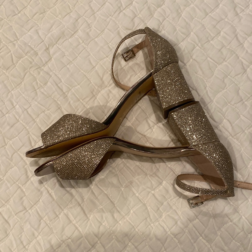 Nina Gold Metallic Block Heel Sandals